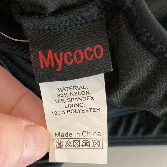 Mycoco Women's One Shoulder Black one piece Swimsuit. Size 10 - Picture 9 of 11